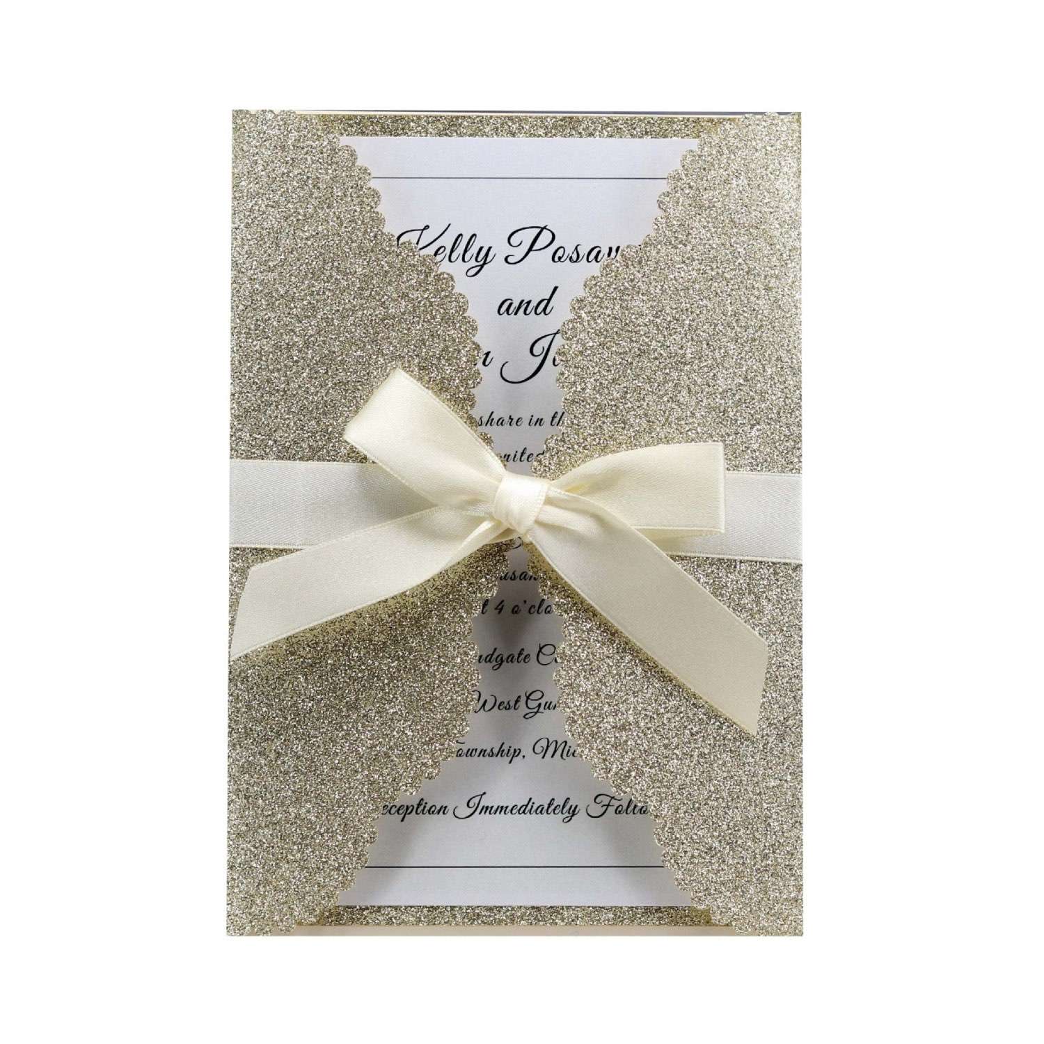 Elegant Invitation Card Slap-up Invitation Laser Cut Glitter Paper Holiday Card